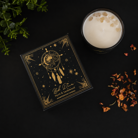 Vela Aromática Esotérica 120 g – Frasco de Vidrio con Piedra