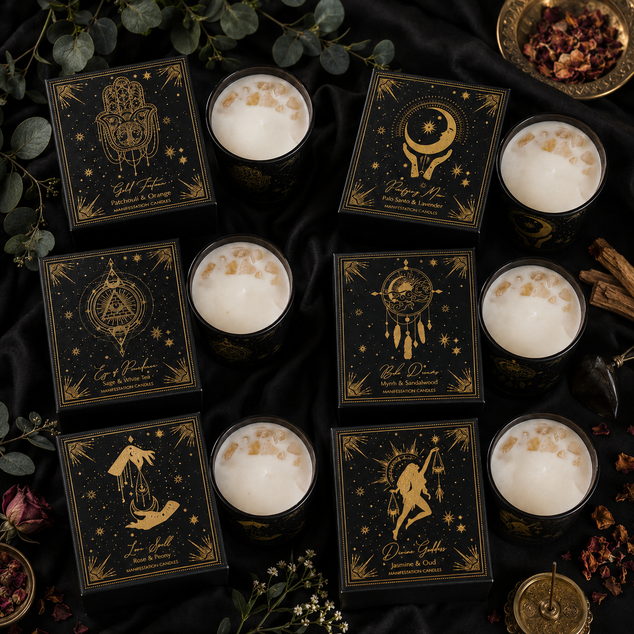 Combo Mayorista de 6 Velas Aromáticas Esotéricas de 120 g