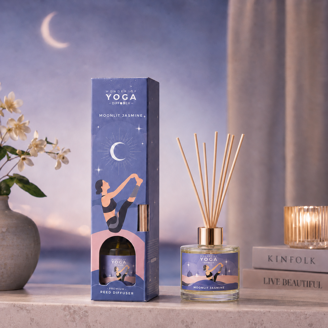 Difusor Aromático Yoga 50 ml con Varillas