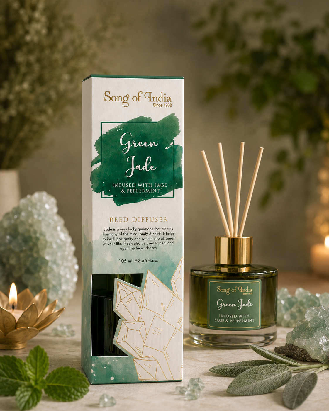 Difusor Aromático con Piedras Energéticas 105 ml con Varillas