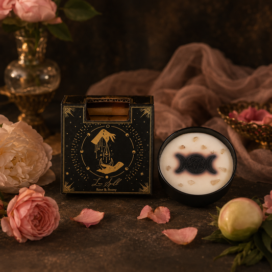 Vela Aromática Esotérica Triple Luna 200 g con Piedra Energética