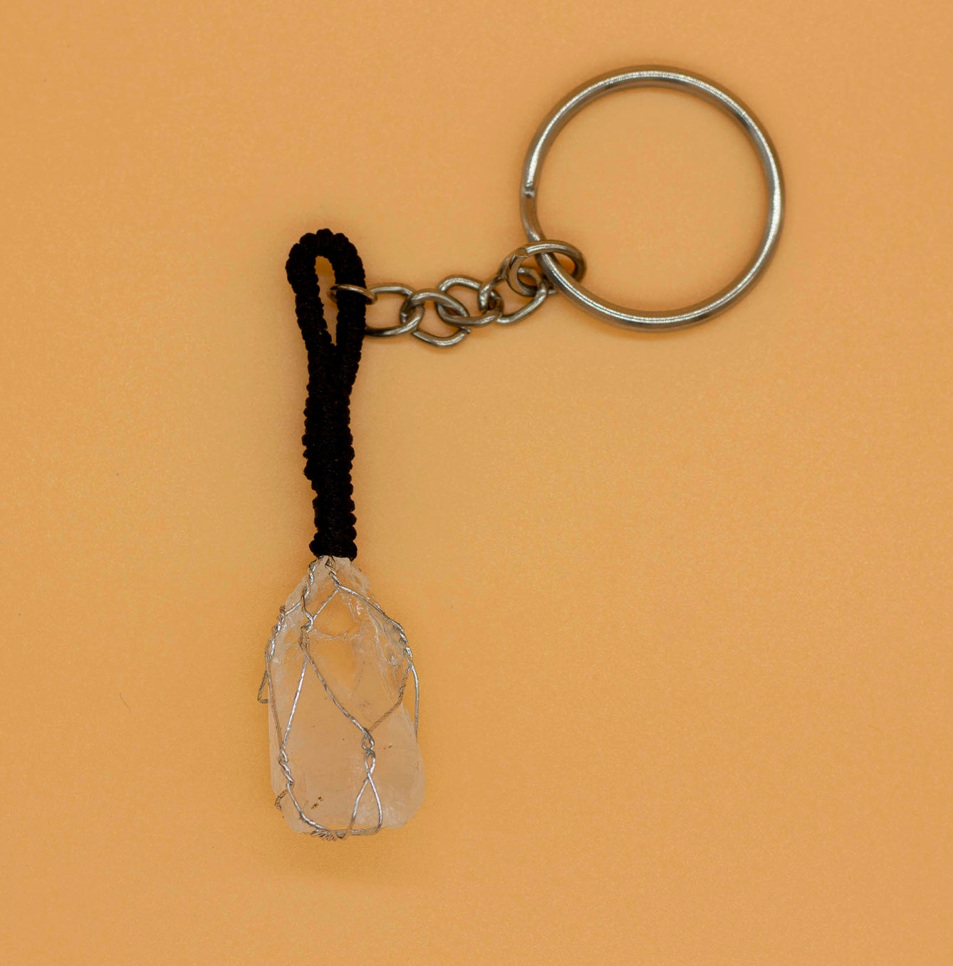 Llavero de Cuarzo Cristal en Piedra Natural – Claridad y Sanación - Samana Stones