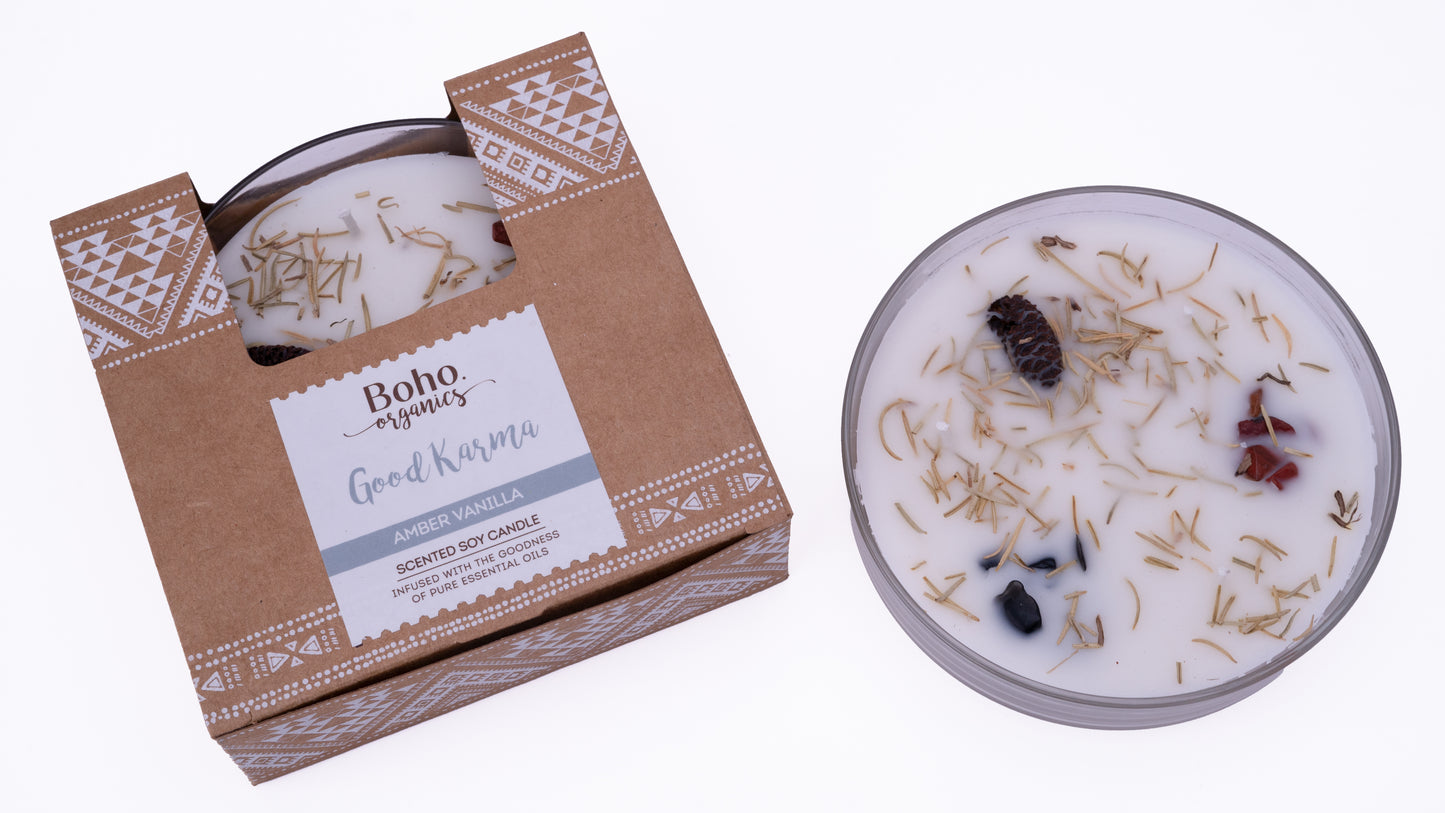 Vela Aromática Orgánica Boho Botánica 200 g 3 Mechas con Smudge