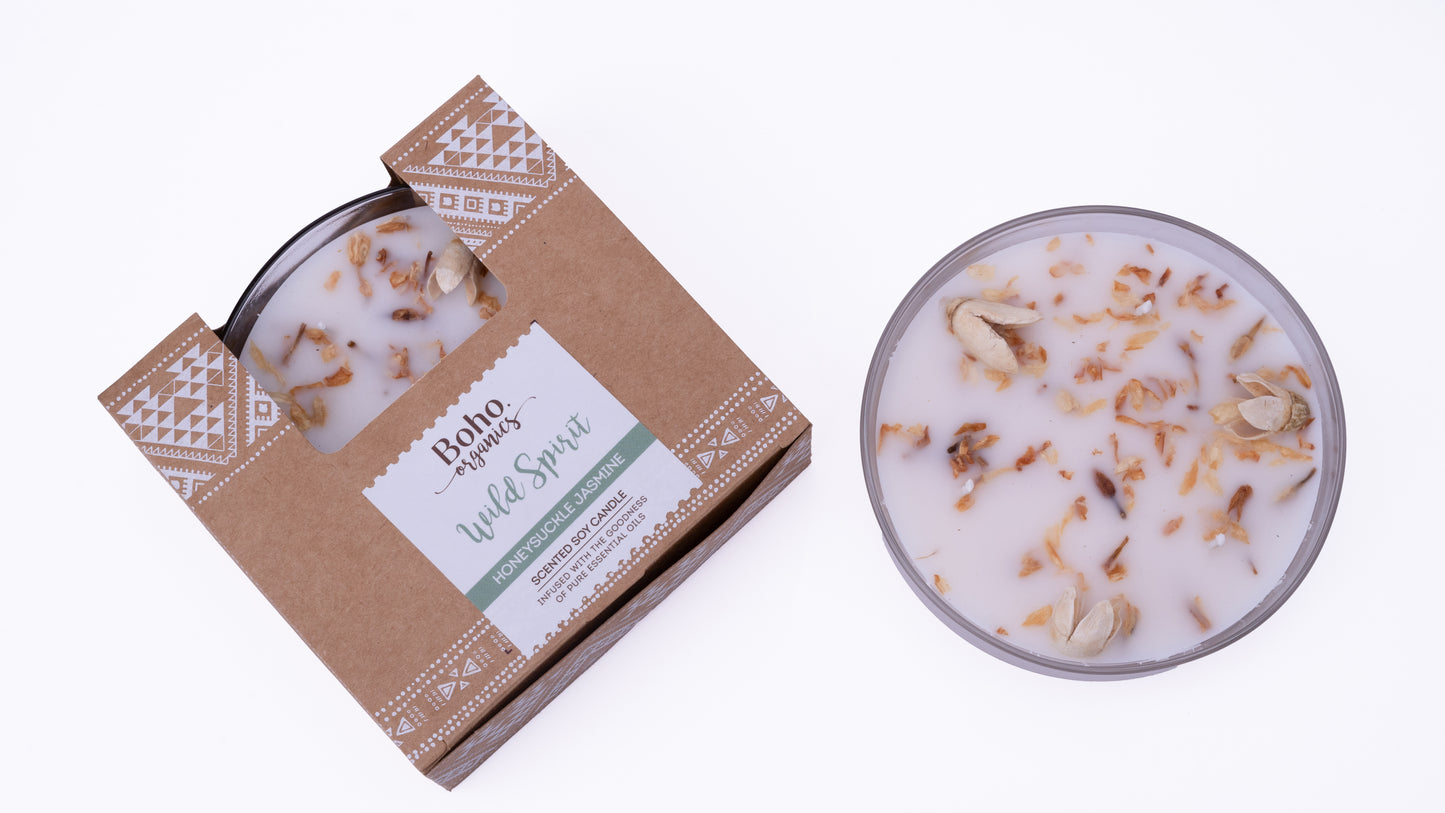 Vela Aromática Orgánica Boho Botánica 200 g 3 Mechas con Smudge