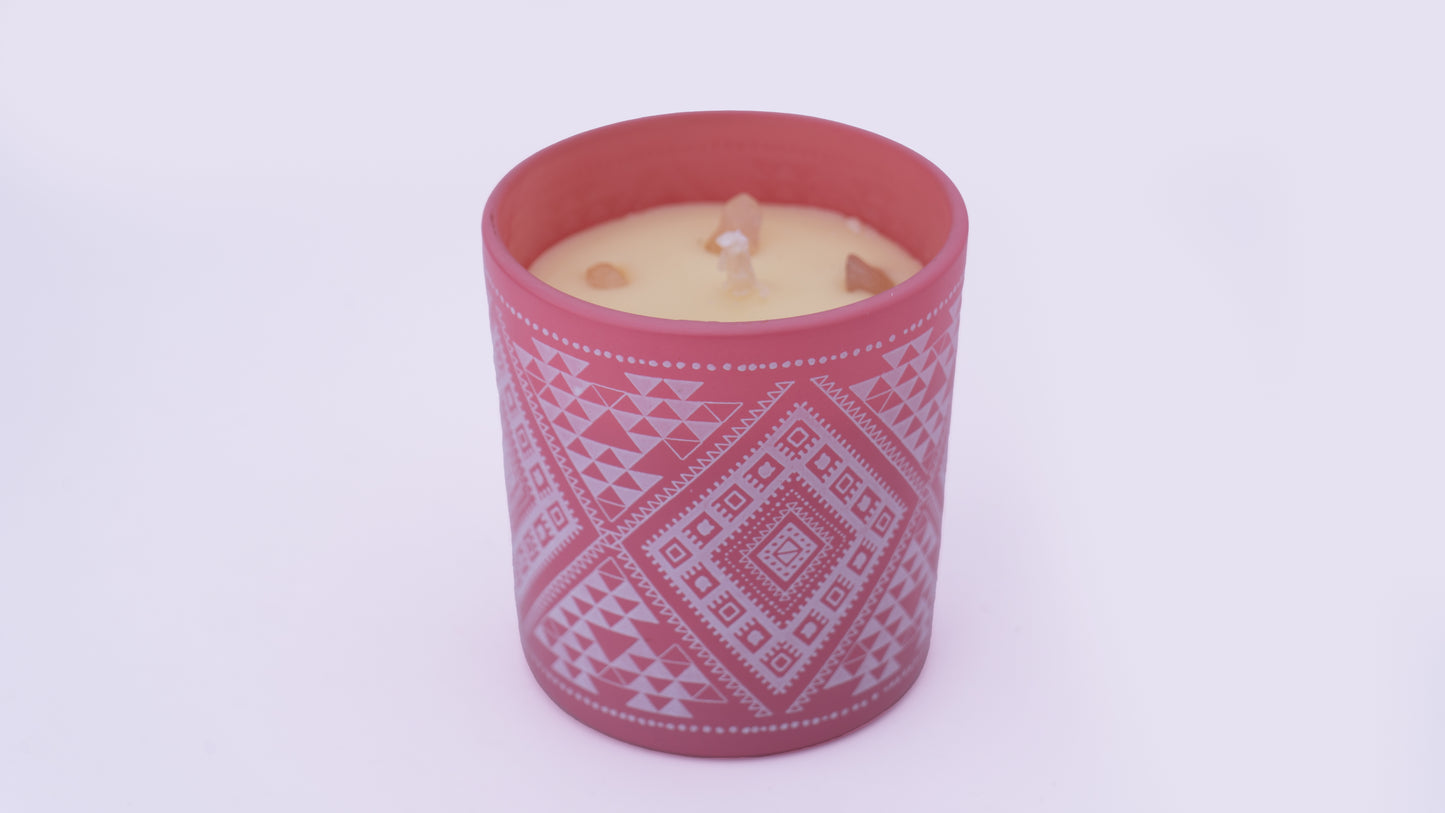 Vela Aromática Orgánica Boho 120 g con Piedras Energéticas