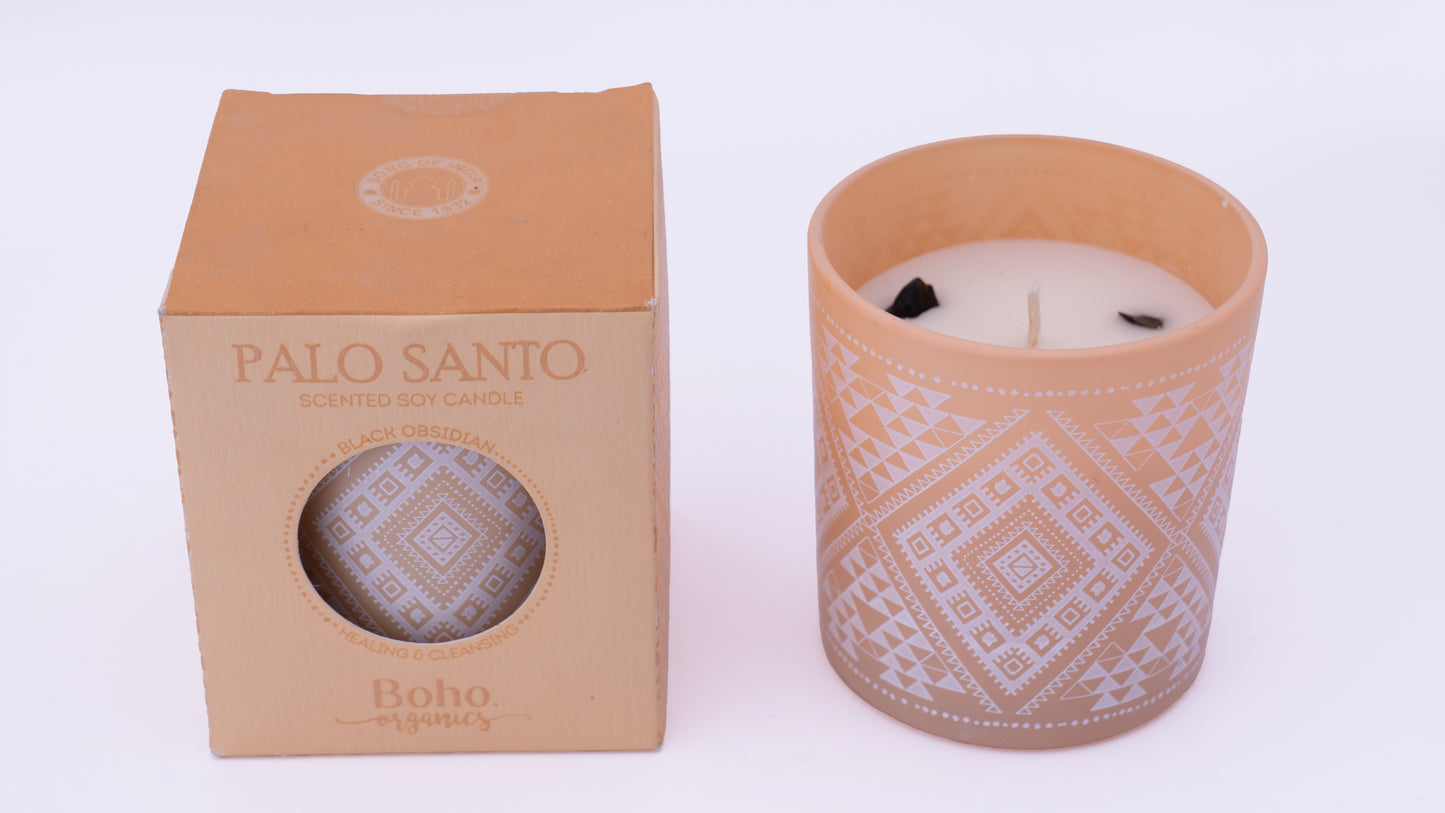 Vela Aromática Orgánica Boho 120 g con Piedras Energéticas