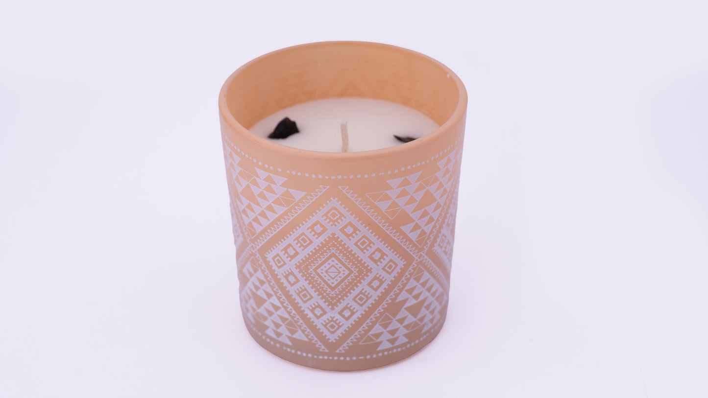 Vela Aromática Orgánica Boho 120 g con Piedras Energéticas