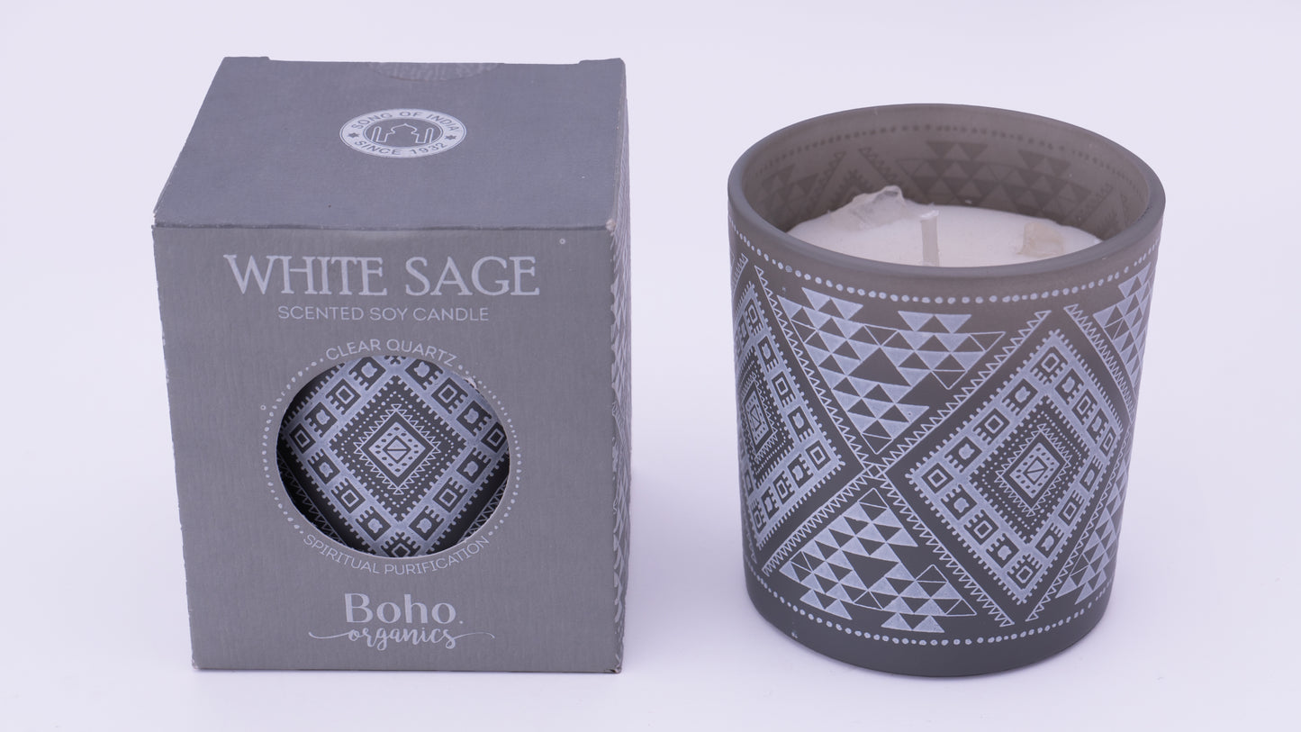 Vela Aromática Orgánica Boho 120 g con Piedras Energéticas