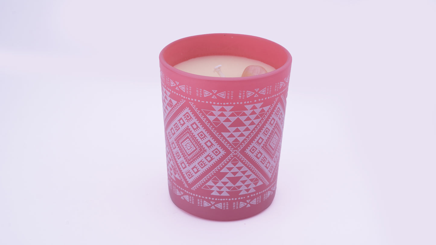 Vela Aromática Orgánica Boho 200 g con Piedra Energética