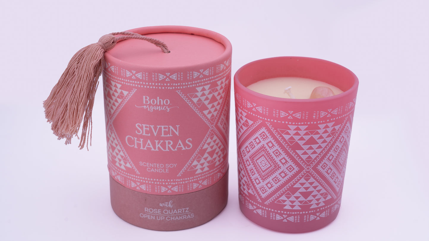 Vela Aromática Orgánica Boho 200 g con Piedra Energética