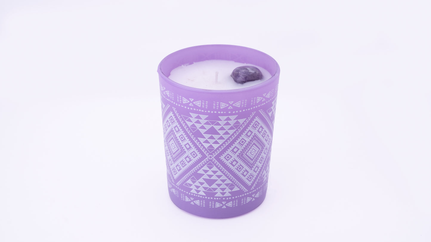 Vela Aromática Orgánica Boho 200 g con Piedra Energética