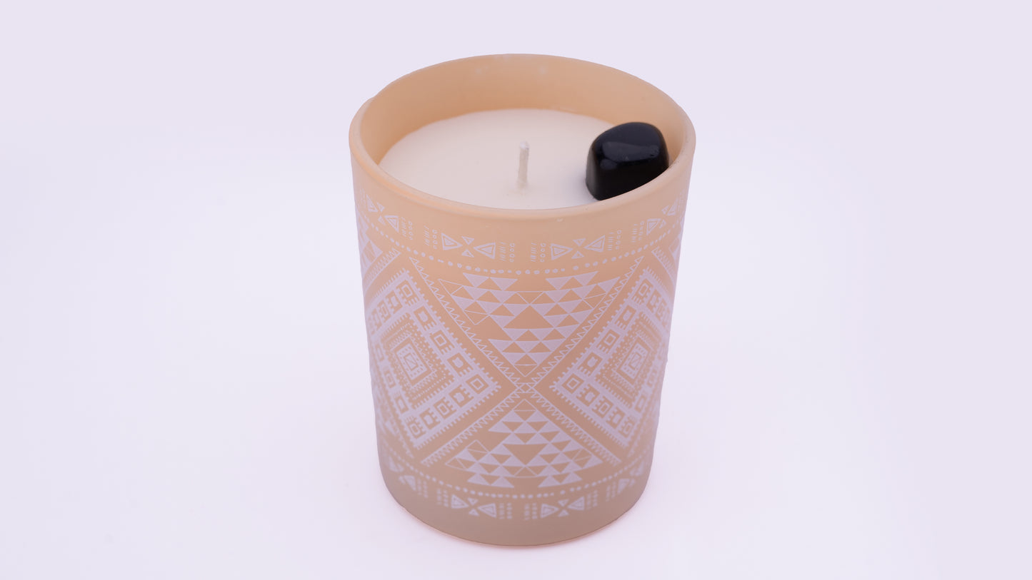 Vela Aromática Orgánica Boho 200 g con Piedra Energética
