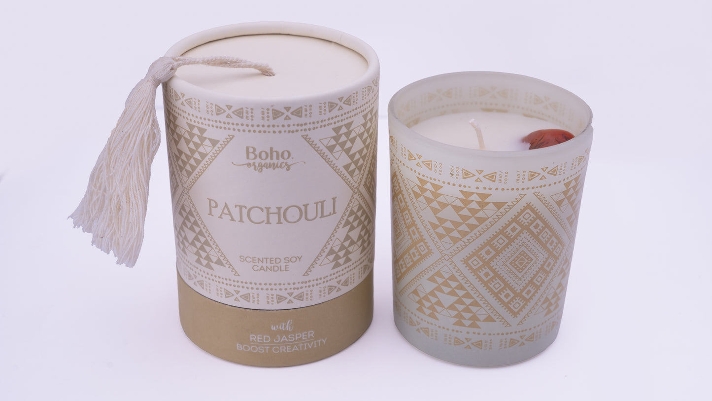 Vela Aromática Orgánica Boho 200 g con Piedra Energética