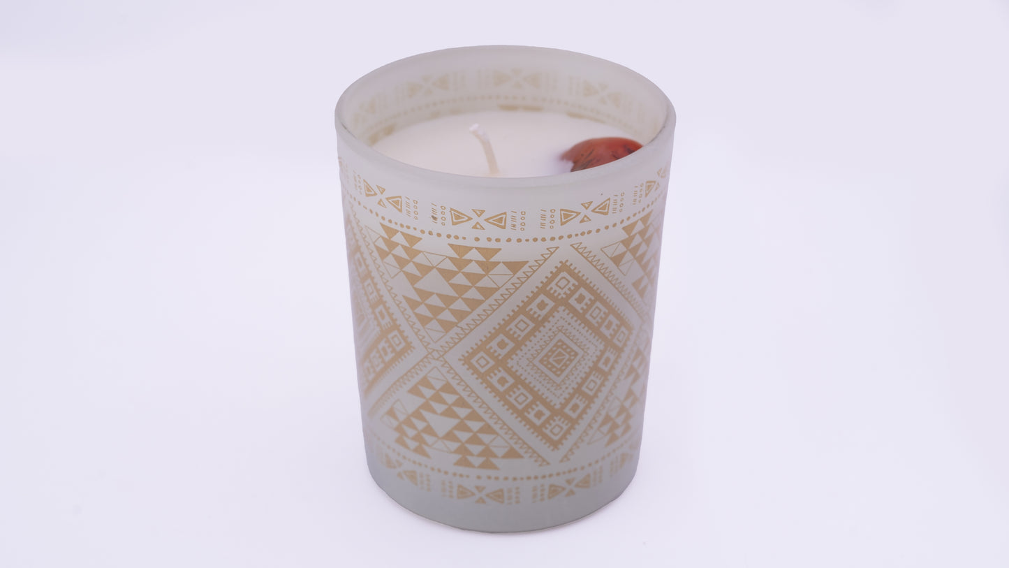 Vela Aromática Orgánica Boho 200 g con Piedra Energética