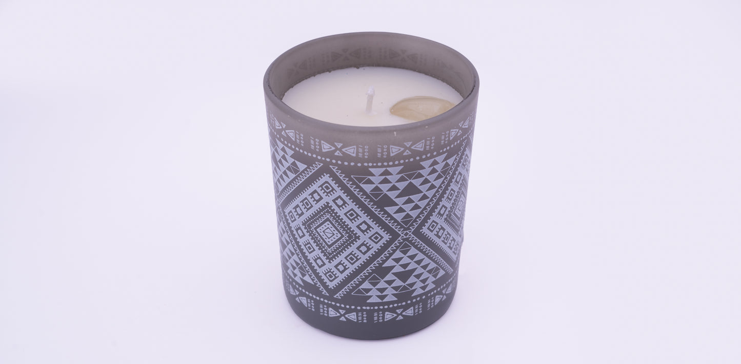 Vela Aromática Orgánica Boho 200 g con Piedra Energética