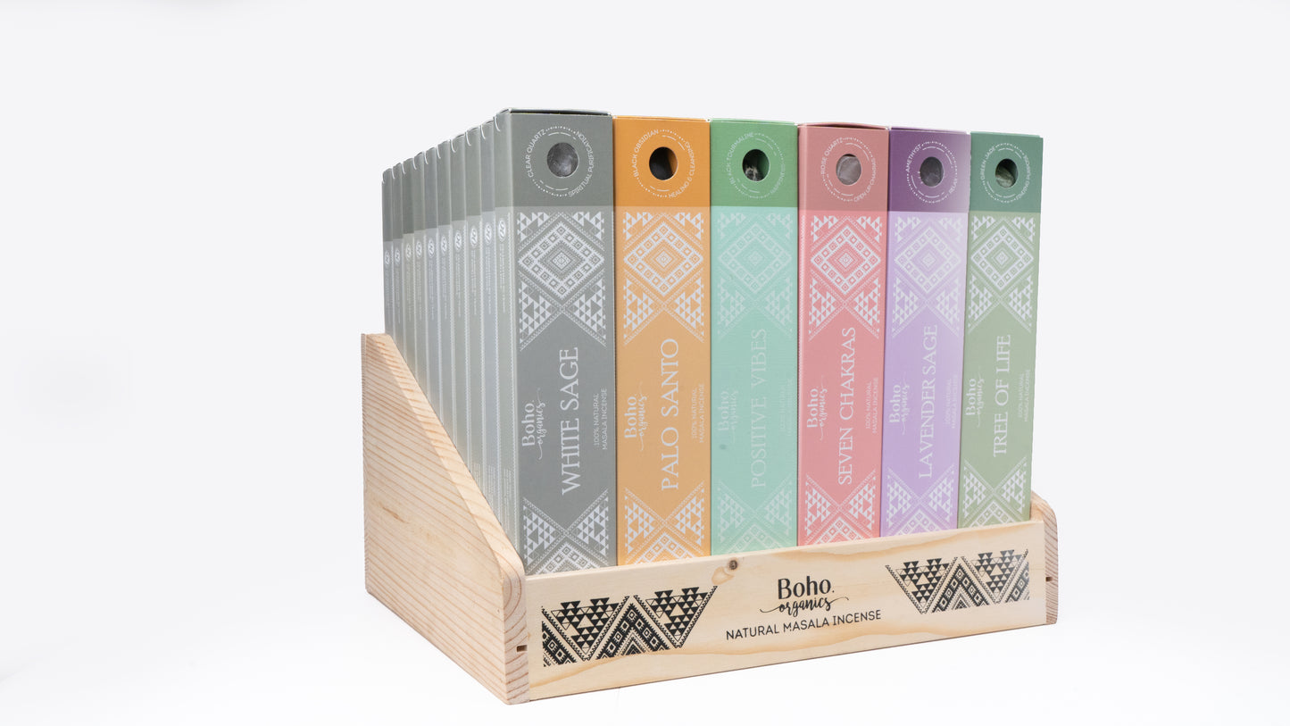 Incienso Boho Organics + Piedra Natural (Pack Mayorista 24 cajas)