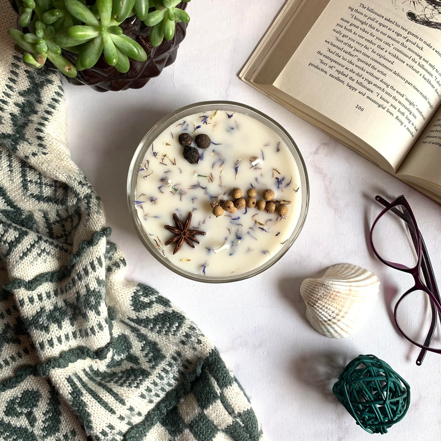 Vela Aromática Botánica 200 g  – 3 Mechas en Frasco de Vidrio