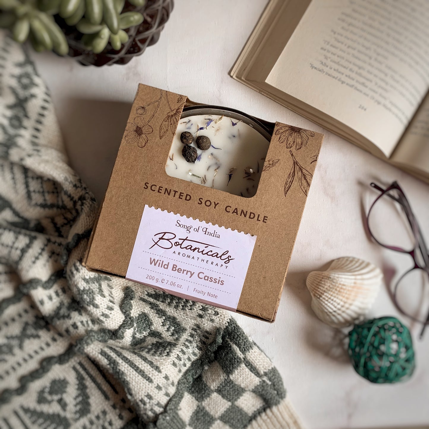 Vela Aromática Botánica 200 g  – 3 Mechas en Frasco de Vidrio