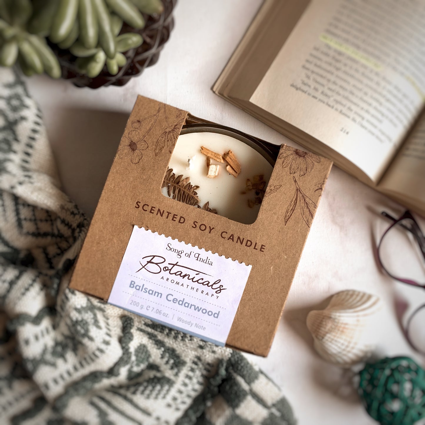 Vela Aromática Botánica 200 g  – 3 Mechas en Frasco de Vidrio