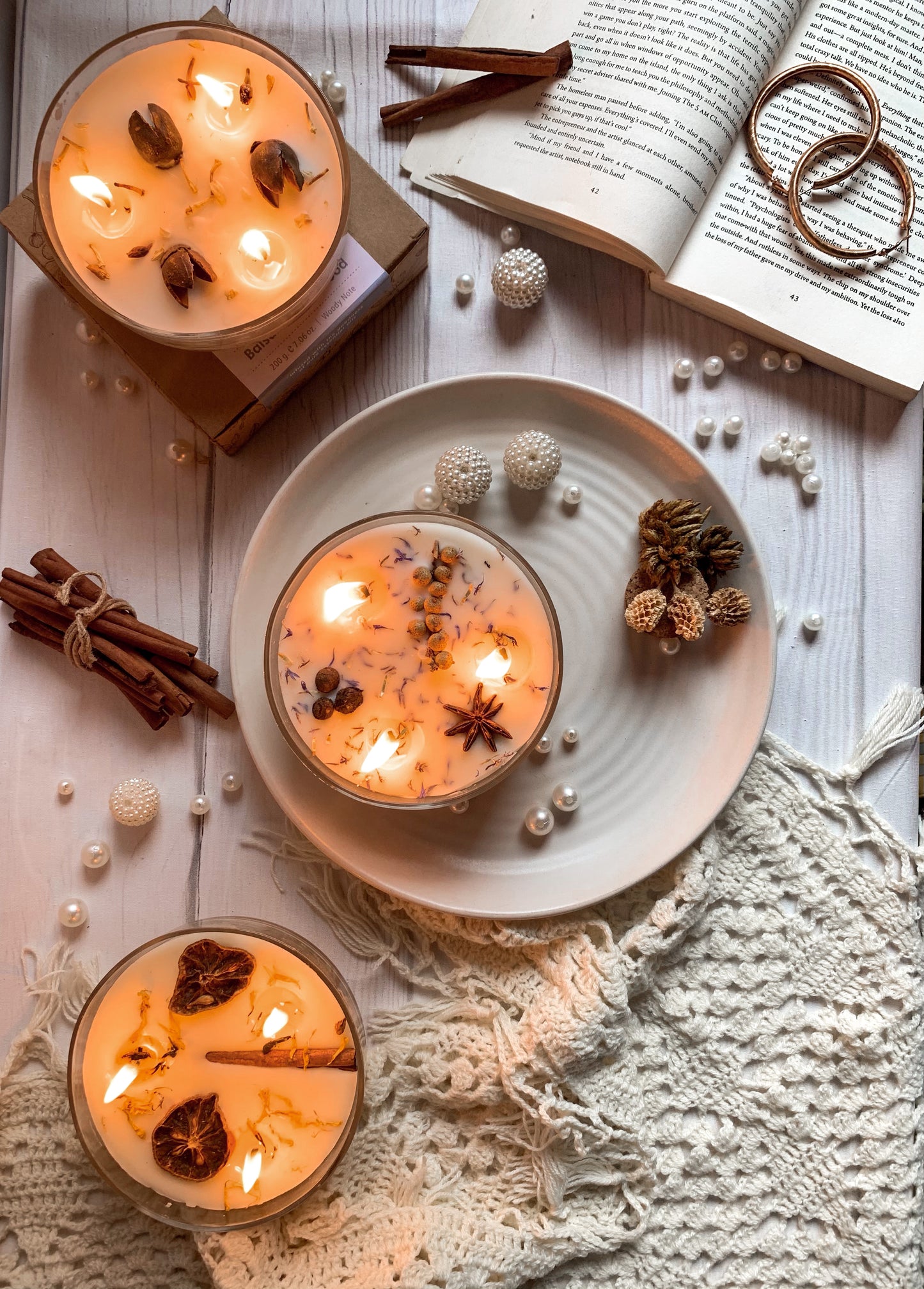 Vela Aromática Botánica 200 g  – 3 Mechas en Frasco de Vidrio