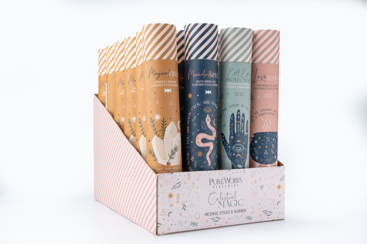 Incienso Celestial Magic en Tubo + Quemador de Madera - Kit Completo