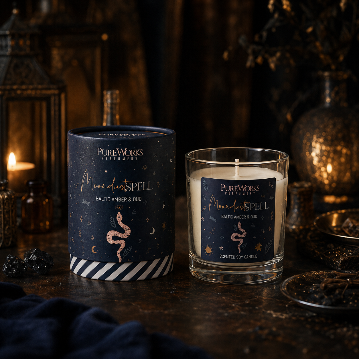 Vela Aromática Celestial 120 g  – Frasco de Vidrio con Estuche