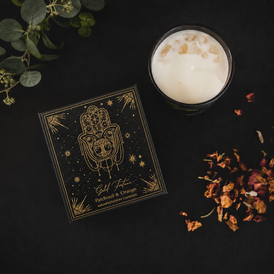 Vela Aromática Esotérica 120 g – Frasco de Vidrio con Piedra