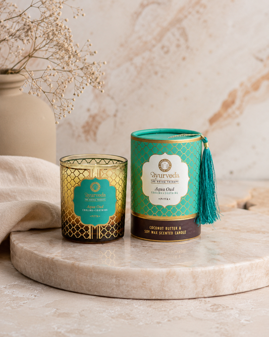 Vela Aromática Ayurveda 200 g  – Frasco de Vidrio con Estuche