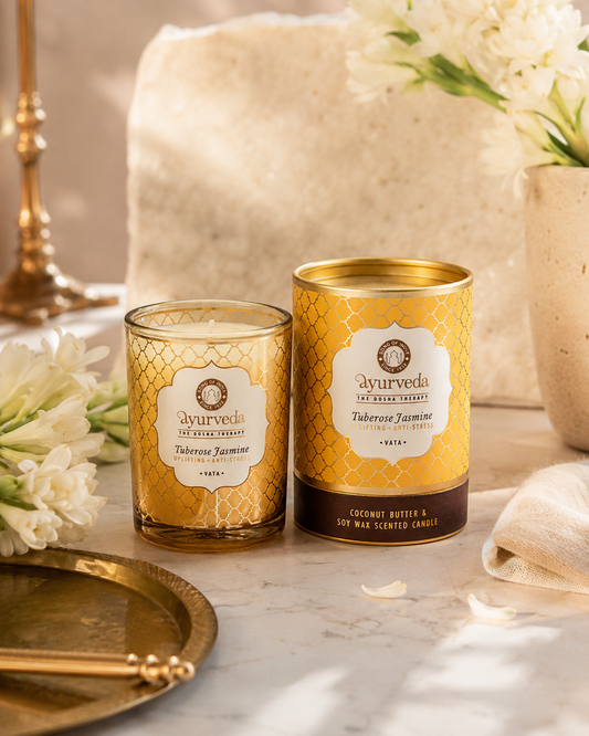 Vela Aromática Ayurveda 200 g  – Frasco de Vidrio con Estuche