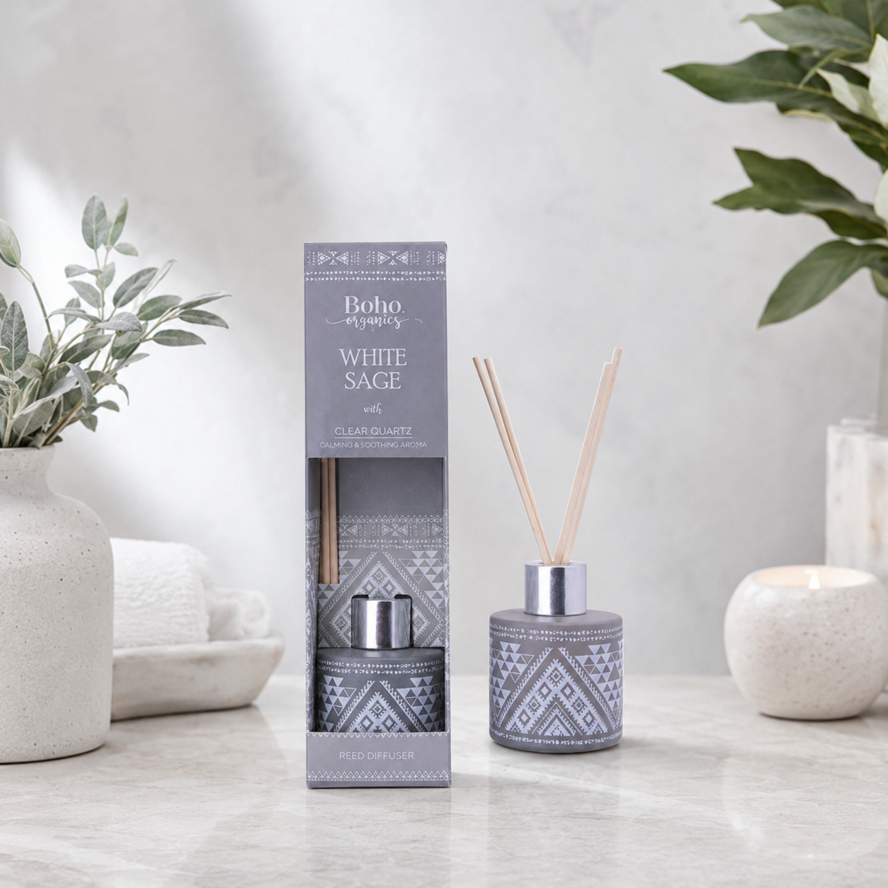 Difusor Aromático Boho Orgánico 50 ml con Varillas