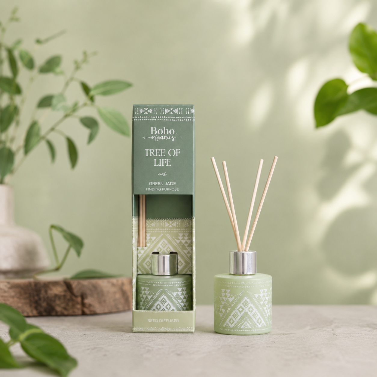 Difusor Aromático Boho Orgánico 50 ml con Varillas