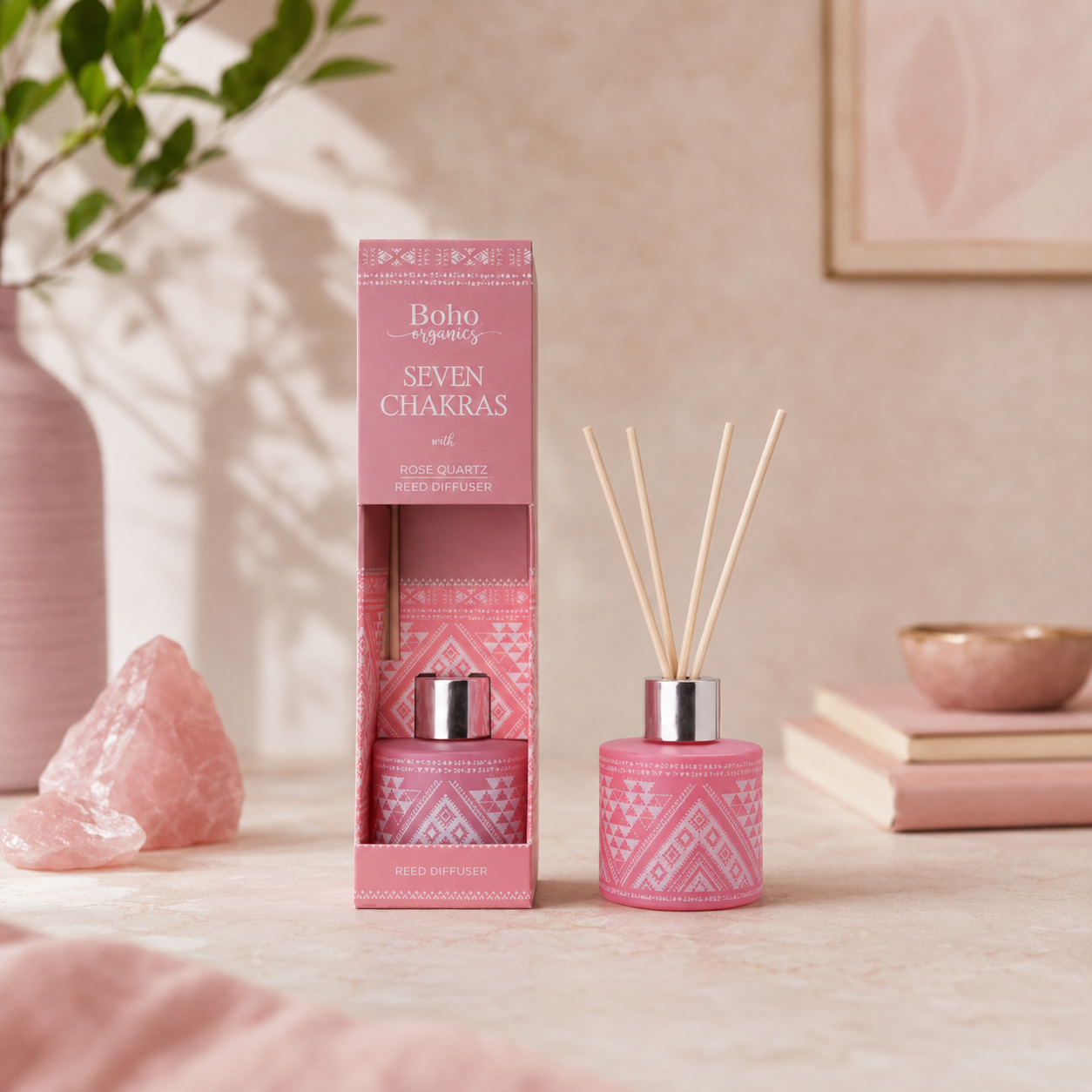 Difusor Aromático Boho Orgánico 50 ml con Varillas