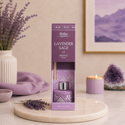 Difusor Aromático Boho Orgánico 50 ml con Varillas