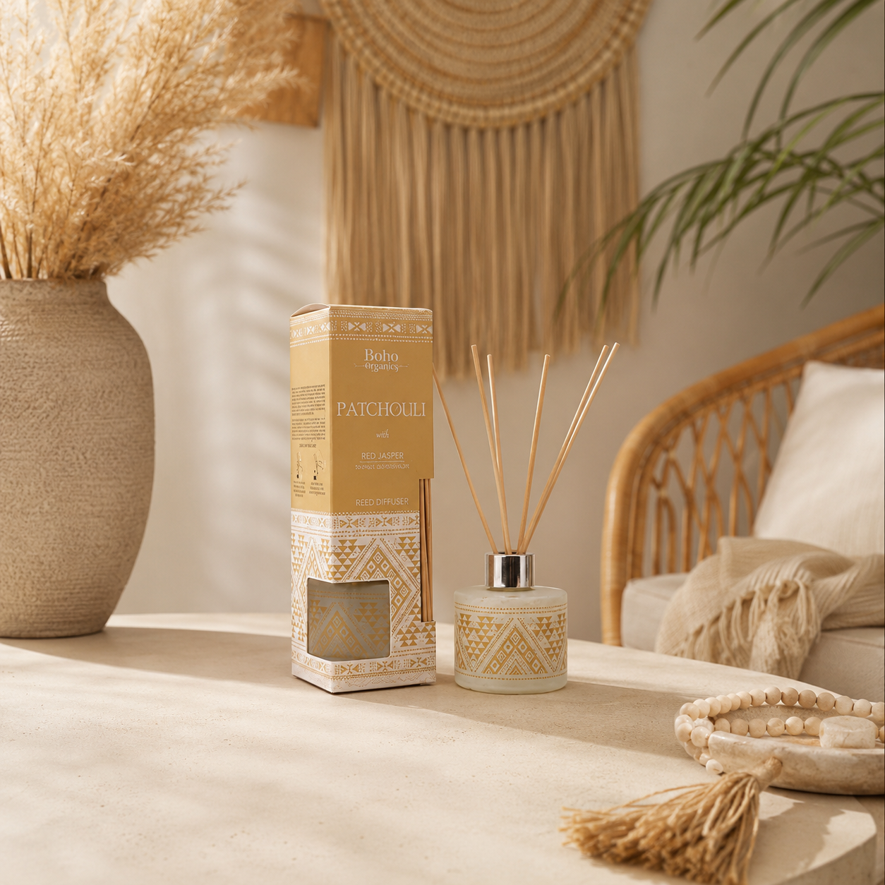 Difusor Aromático Boho Orgánico 100 ml con Varillas