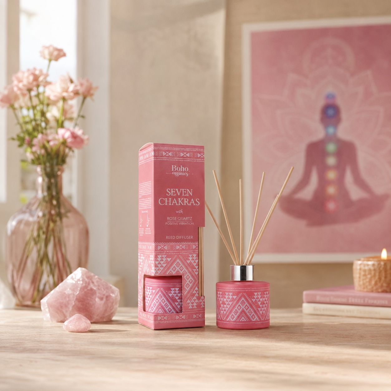 Difusor Aromático Boho Orgánico 100 ml con Varillas