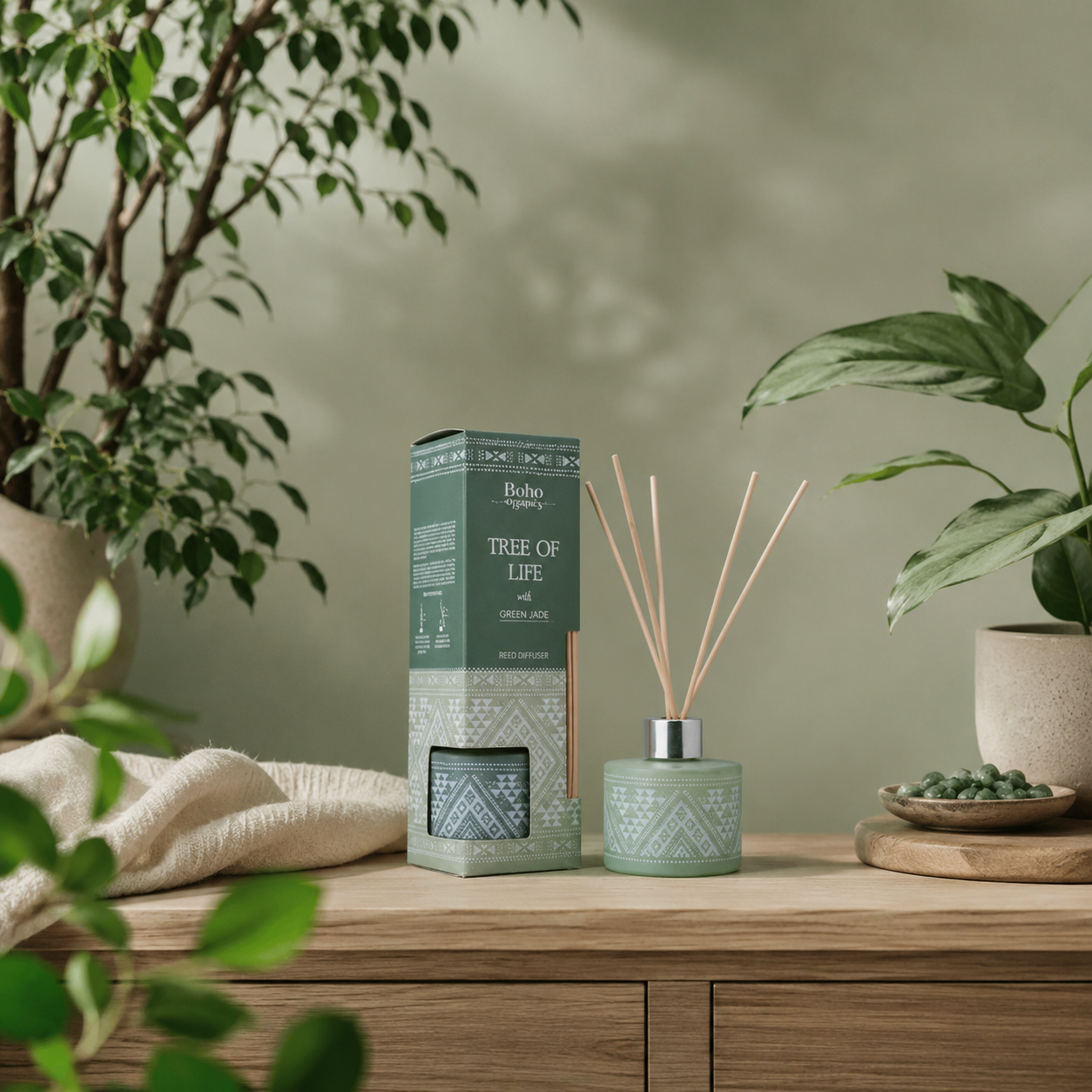 Difusor Aromático Boho Orgánico 100 ml con Varillas