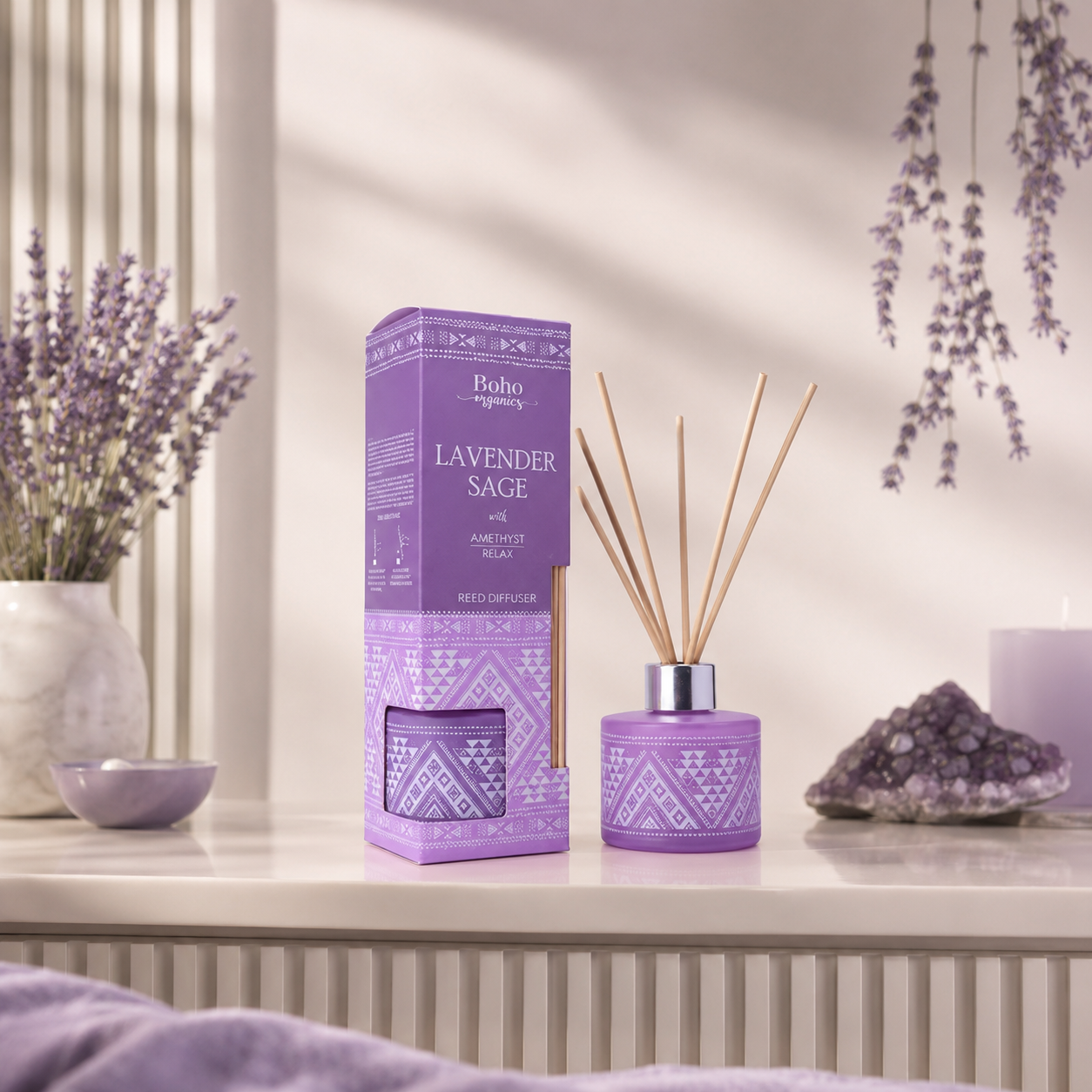 Difusor Aromático Boho Orgánico 100 ml con Varillas