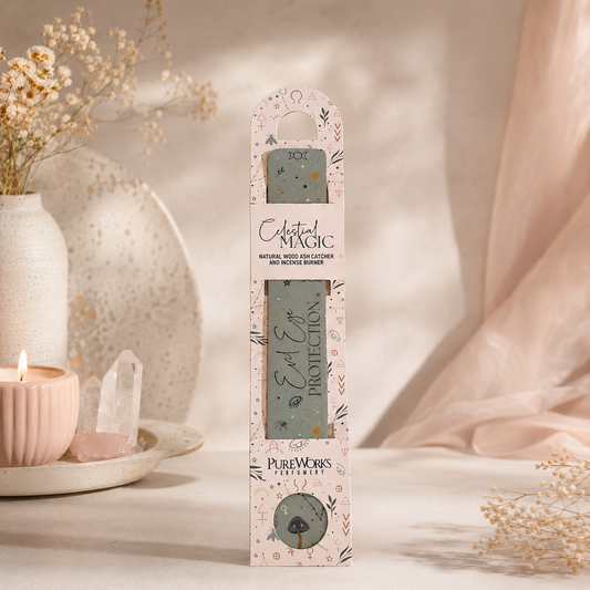 Quemador Porta/Incienso "Celestial Magic" (Madera y Epoxi) - Colección Mística