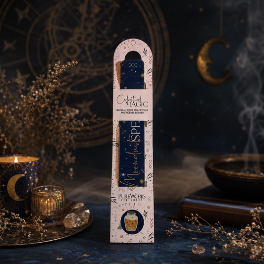 Quemador Porta/Incienso "Celestial Magic" (Madera y Epoxi) - Colección Mística