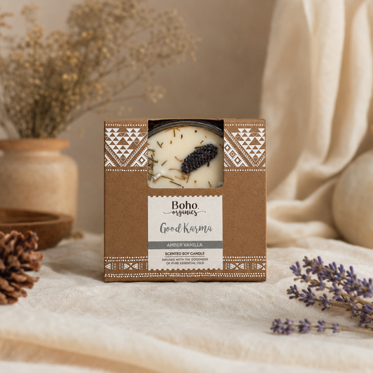 Vela Aromática Orgánica Boho Botánica 200 g 3 Mechas con Smudge