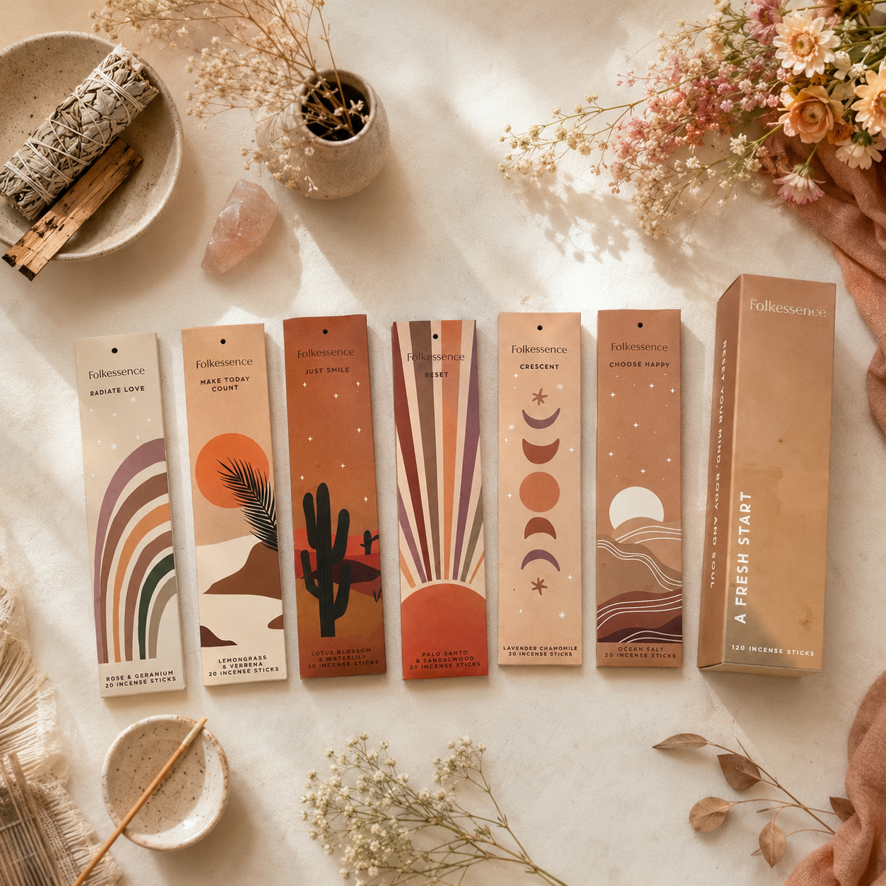 Folkessence A Fresh Start – Caja de Inciensos Variados
