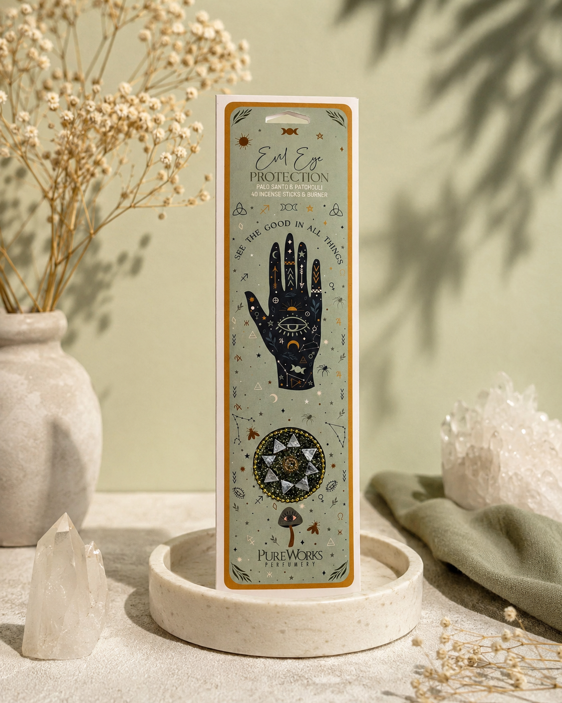 Incienso de Colores Celestial Magic + Quemador Espejo (Mirror Lac) - Kit Pouch