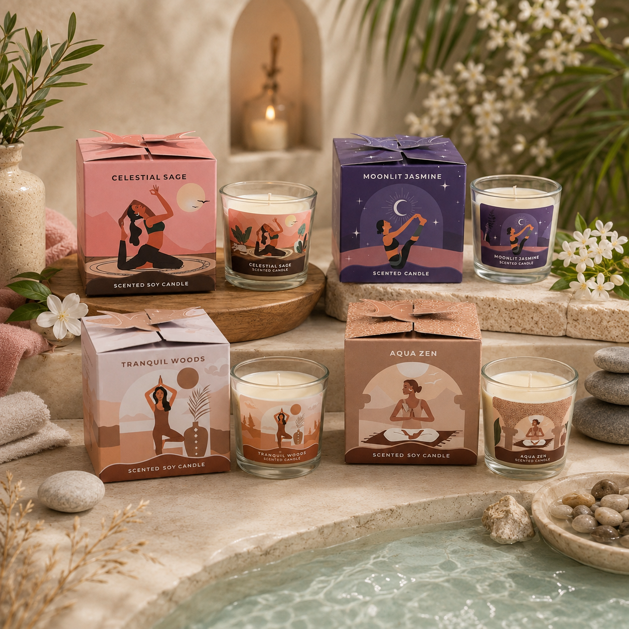 Vela Aromática de Soja Moonshine Yoga 60 g – Colección Lunar