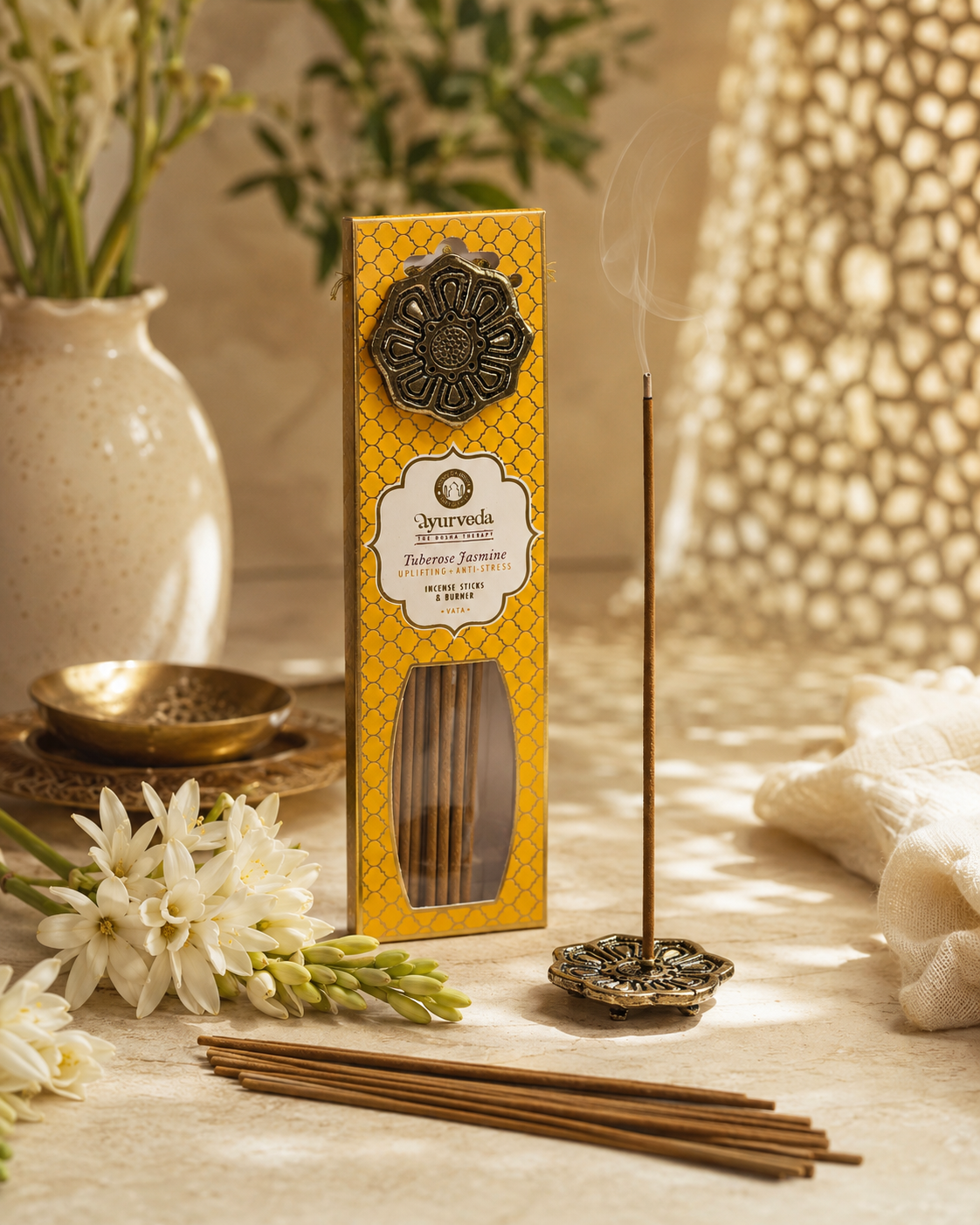 Incienso Ayurveda de Lujo + Quemador de Metal Colgante