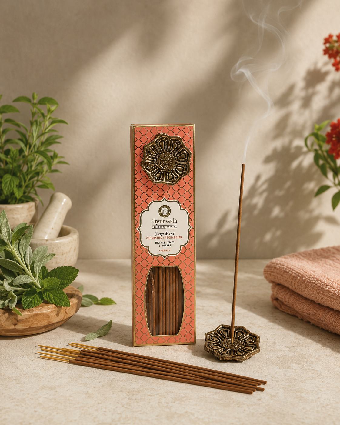 Incienso Ayurveda de Lujo + Quemador de Metal Colgante