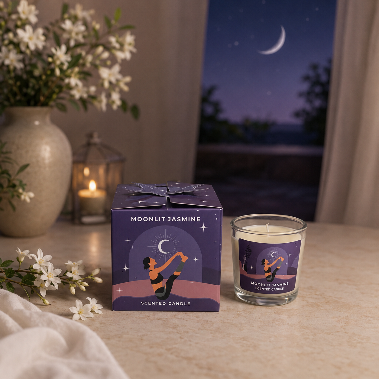 Vela Aromática de Soja Moonshine Yoga 60 g – Colección Lunar