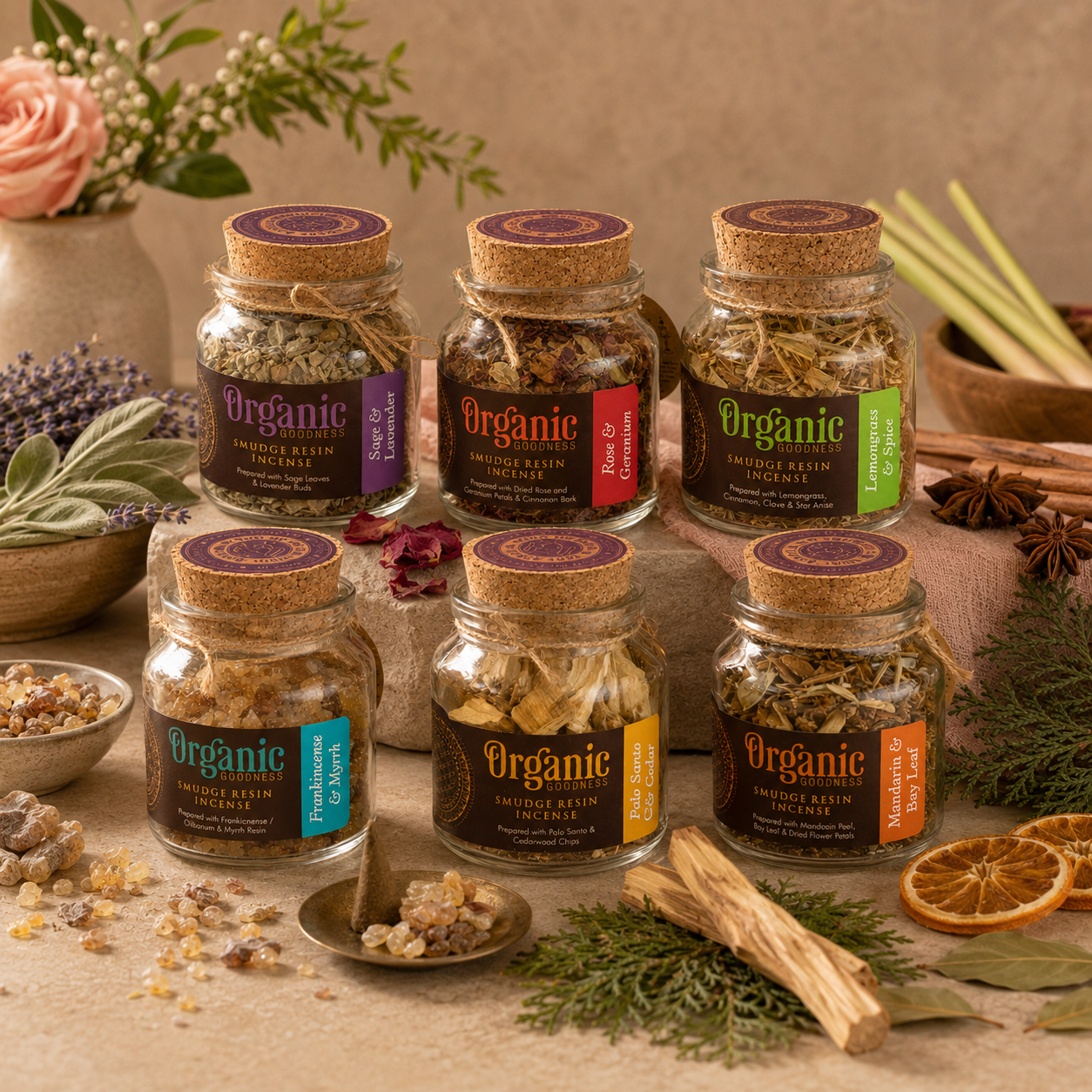 Mix de Resinas Organic Goodness (Smudge) - Frasco de Vidrio Premium