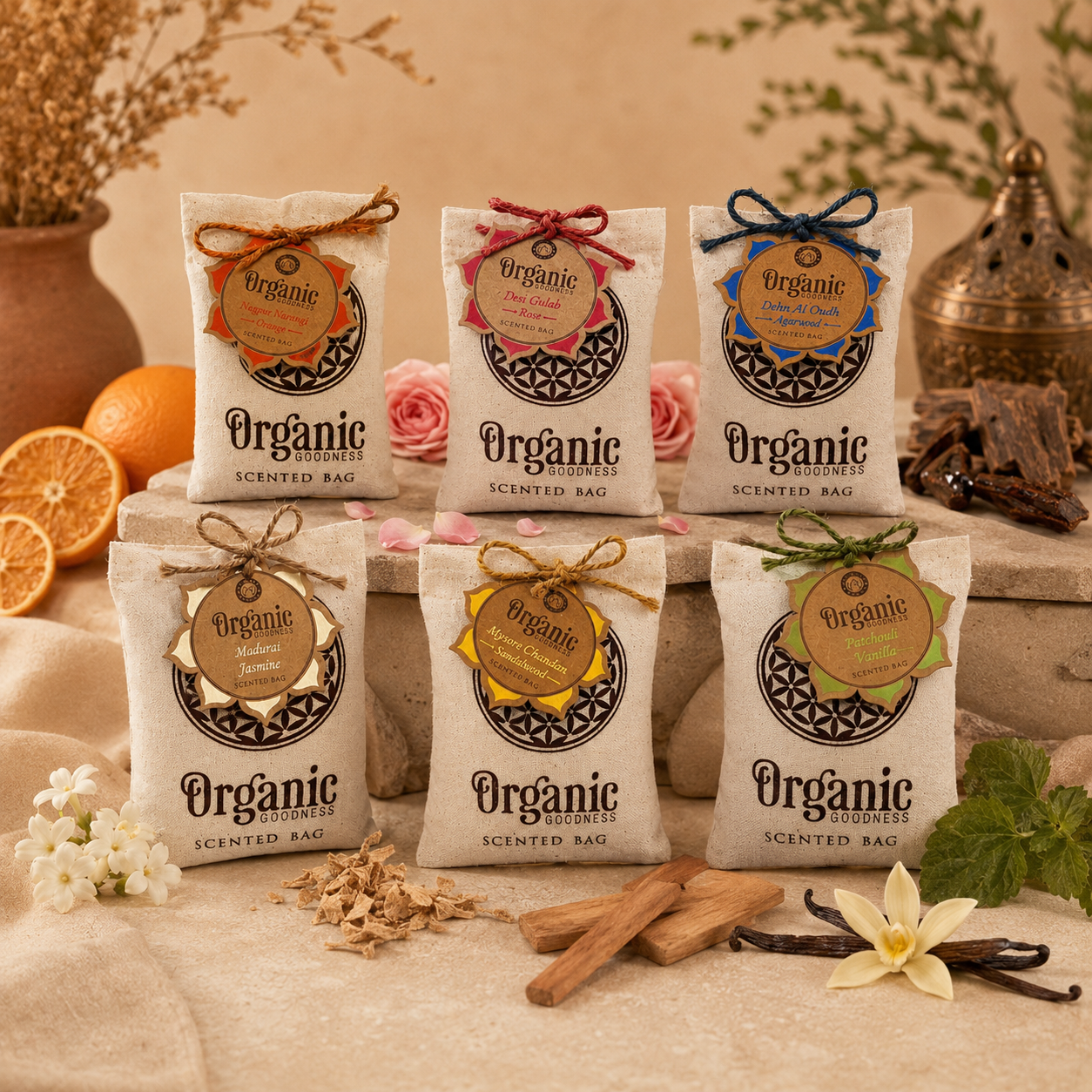 Sachet de Algodón Aromático Orgánico para Cajones, Placares & Carros