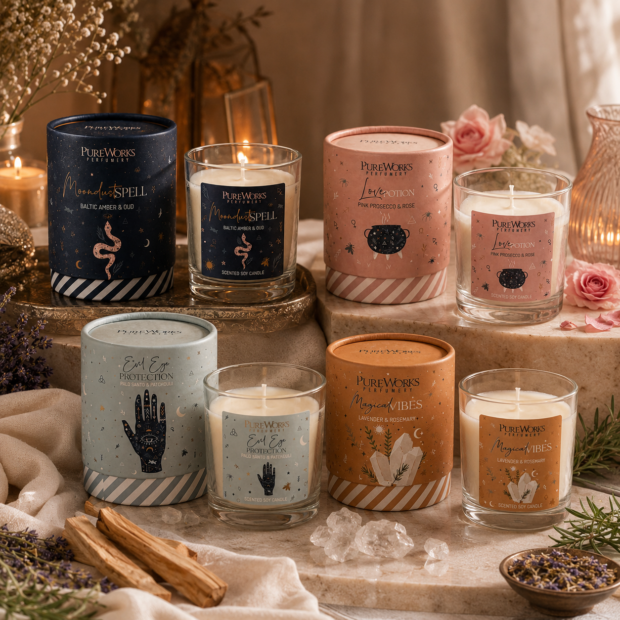Vela Aromática Celestial 120 g  – Frasco de Vidrio con Estuche
