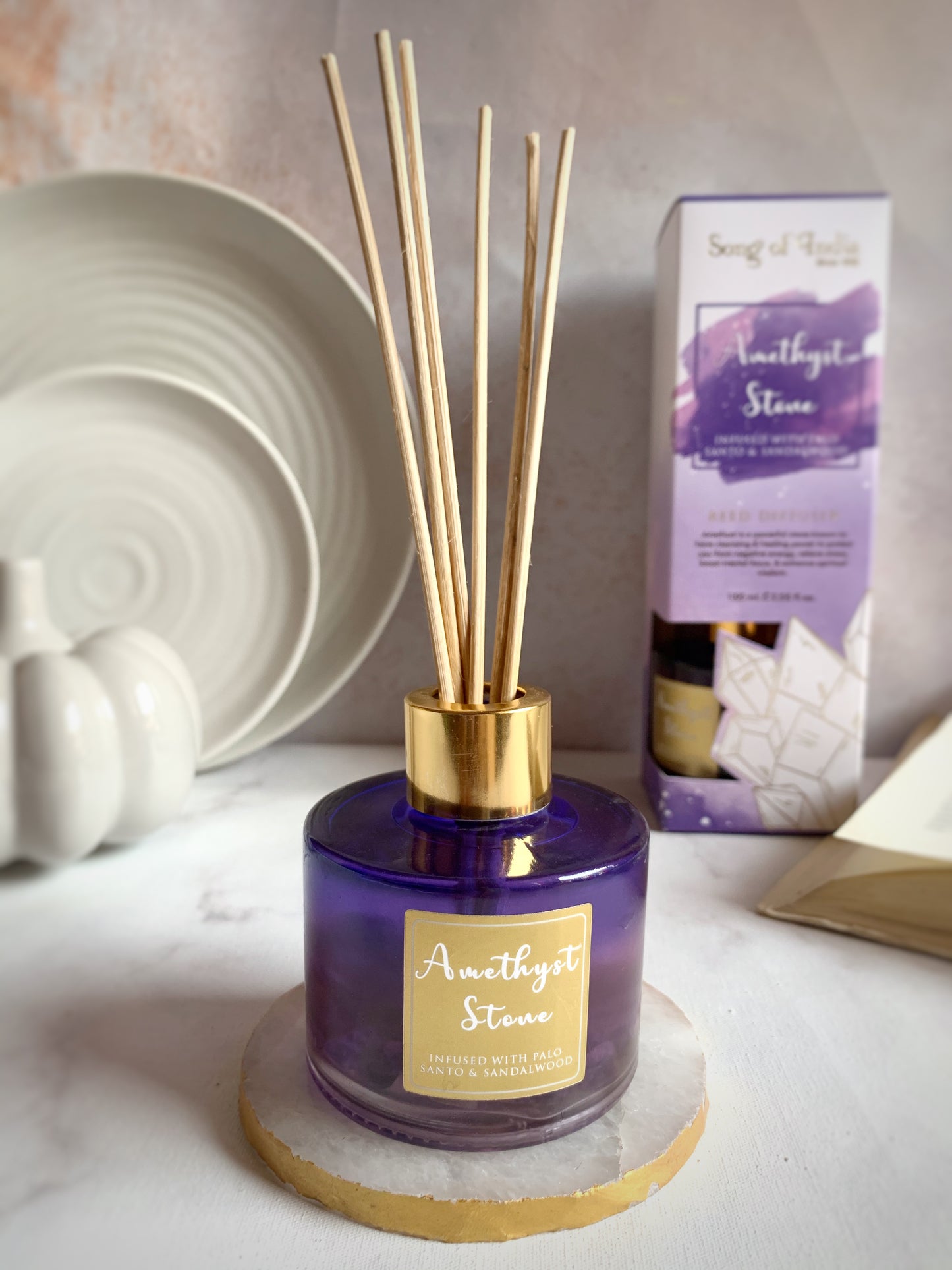 Difusor Aromático con Piedras Energéticas 105 ml con Varillas